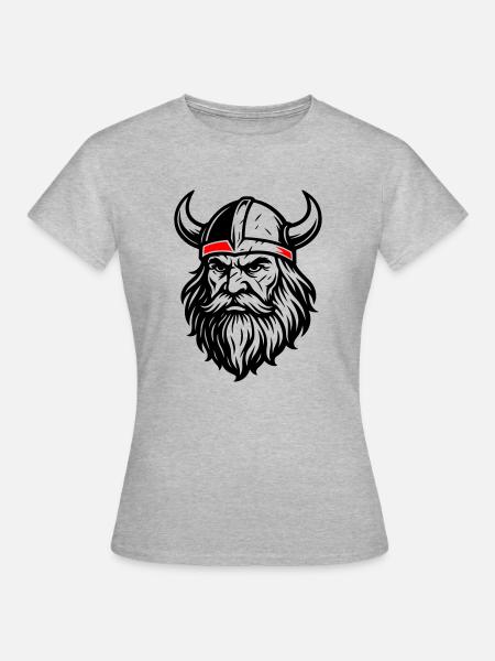 Wikinger Helm Odin - Frauen T-Shirt - Grau meliert
