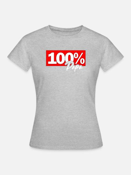 100% Papa Typo Grafik - Frauen T-Shirt - Grau meliert