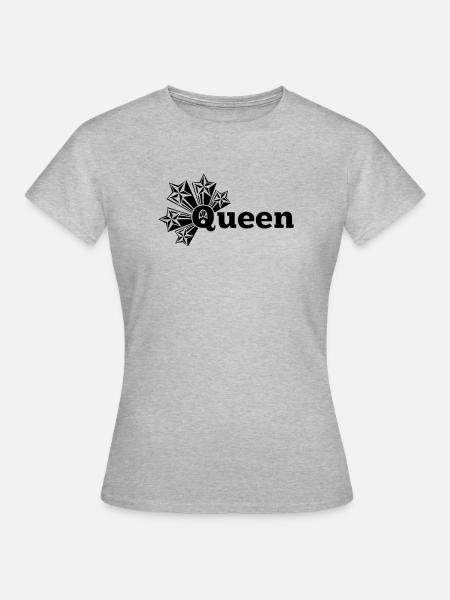 Königin transparent mit Sternen - Frauen T-Shirt - Grau meliert