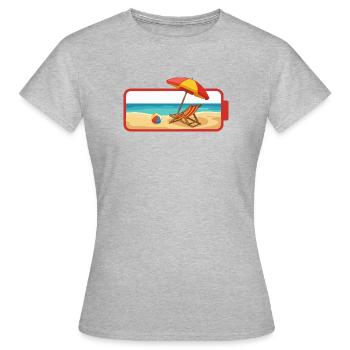 Été Plage Parasol Chaise - T-shirt Femme - gris chiné - Devant - AI Model Female 172 dark (172cm)
