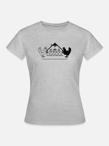 Dunkles und helles Hühnermonogramm-Logo - Frauen T-Shirt - Grau meliert