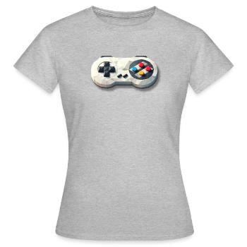 Retro Controller 16 Bit Gaming Nostalgie - Frauen T-Shirt - Grau meliert - Vorne - AI Model Female 172 dark (172cm)