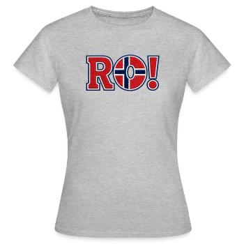 RO ! Design de support brodé en Norvège - T-shirt Femme - gris chiné - Devant - AI Model Female 172 dark (172cm)