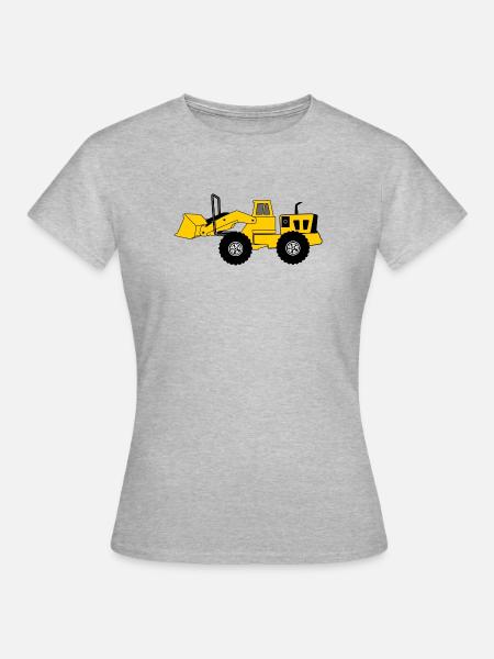 Gelber Bulldozer - Frauen T-Shirt - Grau meliert