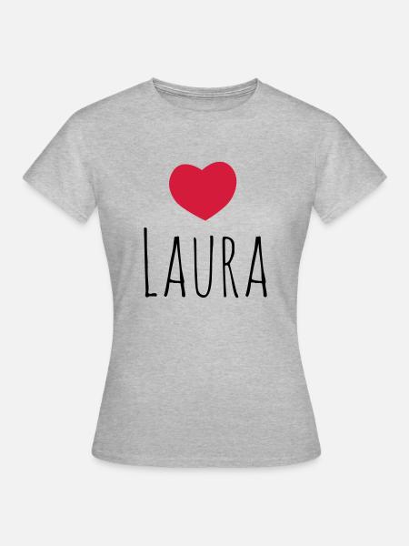 Herz Laura Geschenk - Frauen T-Shirt - Grau meliert
