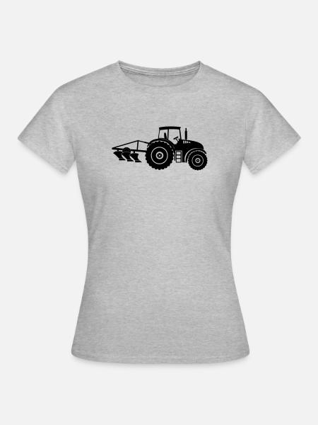 Traktor mit Pflug-Logo-Bauernhof - Frauen T-Shirt - Grau meliert
