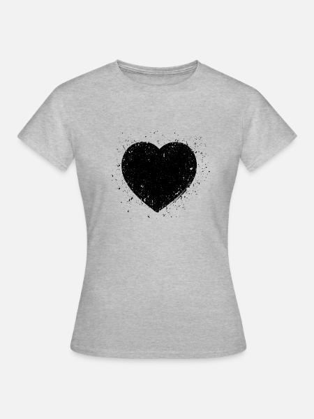 Black Heart Grunge - Frauen T-Shirt - Grau meliert