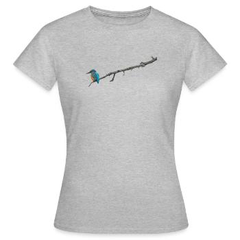 Eisvogel auf einem Ast - Frauen T-Shirt - Grau meliert - Vorne - AI Model Female 172 dark (172cm)