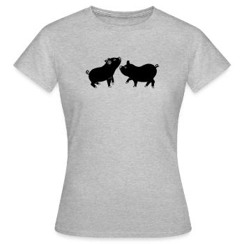 Logo de deux porcs - T-shirt Femme - gris chiné - Devant - AI Model Female 172 dark (172cm)
