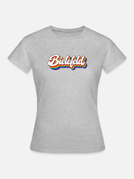 Bielefeld - Regenbogen Schrift - Deutschalnd - Frauen T-Shirt - Grau meliert