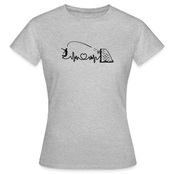Fußball Header Ziel Herzfrequenz Cardio Vektor - Frauen T-Shirt - Grau meliert - Vorne - AI Model Female 172 dark (172cm)