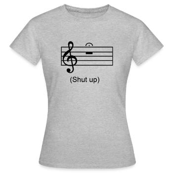 Shut up - Frauen T-Shirt - Grau meliert - Vorne - AI Model Female 172 dark (172cm)