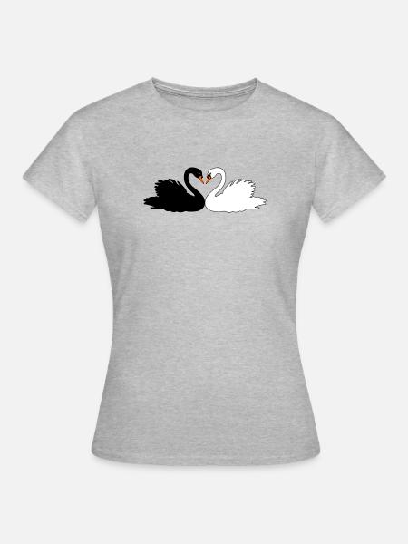 Schwarz-Weißer Schwan - Frauen T-Shirt - Grau meliert