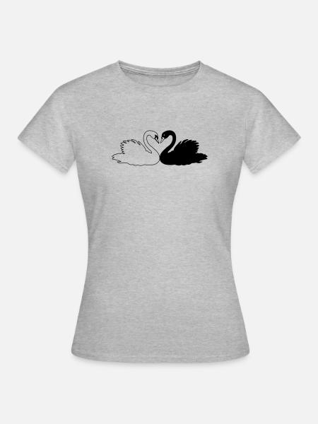 Schwarz-weiße Schwanenschattenfigur - Frauen T-Shirt - Grau meliert