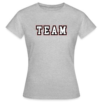 Team Schriftzug - Frauen T-Shirt - Grau meliert - Vorne - AI Model Female 172 dark (172cm)