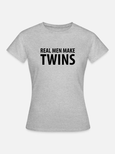 Echte mannen maken een tweeling - T-shirt dam - gråmelerad
