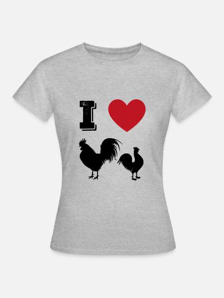 I Love Cocks - Frauen T-Shirt - Grau meliert