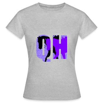 QH-lila-schwarz - Frauen T-Shirt - Grau meliert - Vorne - AI Model Female 172 dark (172cm)