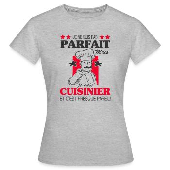Cuisinier Shirt • Un cuisinier parfait Cadeau - T-shirt Femme - gris chiné - Devant - AI Model Female 172 dark (172cm)