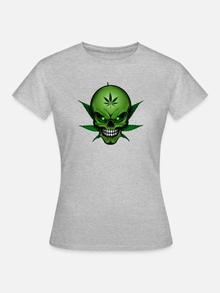 Hanf Totenkopf 001 - Frauen T-Shirt - Grau meliert
