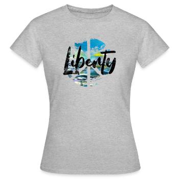 Paix woodstock Liberté - T-shirt Femme - gris chiné - Devant - AI Model Female 172 dark (172cm)