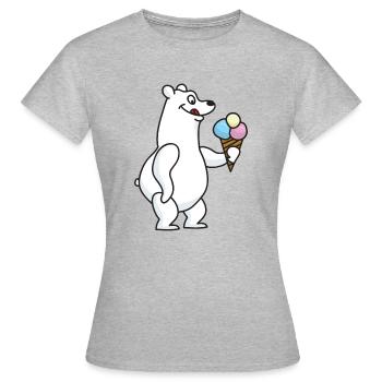 Eisbär Eiskrem Eiscreme Kugeleis Winter - Frauen T-Shirt - Grau meliert - Vorne - AI Model Female 172 dark (172cm)