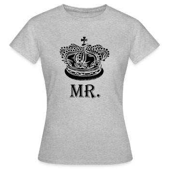 Mr schwarz - Frauen T-Shirt - Grau meliert - Vorne - AI Model Female 172 dark (172cm)