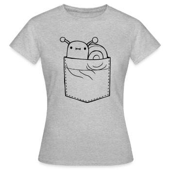 Unterwegs Schnecke Hemdtasche - Frauen T-Shirt - Grau meliert - Vorne - AI Model Female 172 dark (172cm)