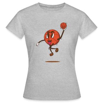 funky Basketball Cartoon Gesicht Slam Dunk Retro Styl - Frauen T-Shirt - Grau meliert - Vorne - AI Model Female 172 dark (172cm)