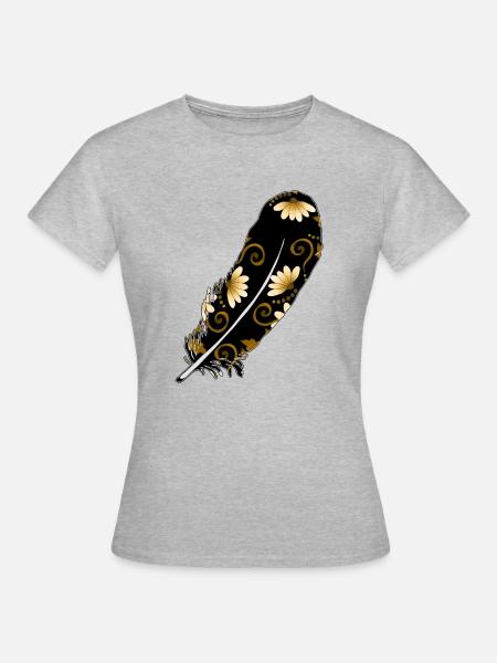 Feder - Frauen T-Shirt - Grau meliert