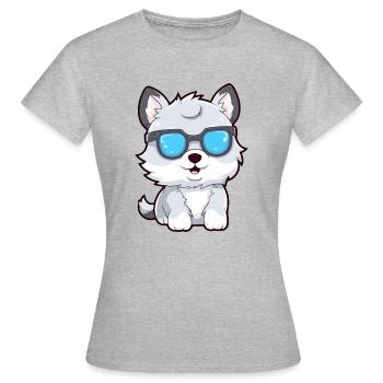 Looki, der Brillenwolf - Frauen T-Shirt - Grau meliert - Vorne - AI Model Female 172 dark (172cm)