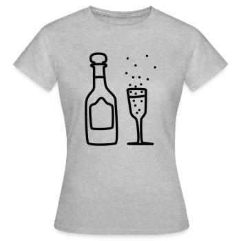 Sparkling wine with glass 2 - Women's T-Shirt - heather grey - Front - AI Model Female 172 dark (172cm)