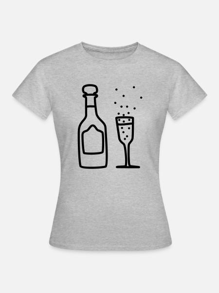 sekt mit glas 2 - Frauen T-Shirt - Grau meliert