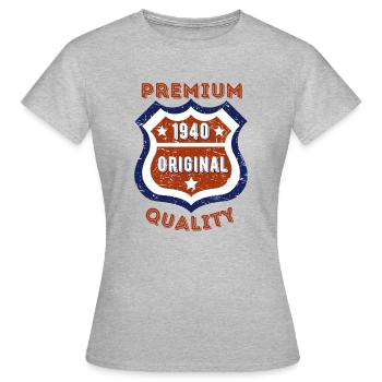 Qualité premium 1940 - T-shirt Femme - gris chiné - Devant - AI Model Female 172 dark (172cm)