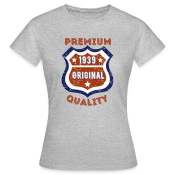 Qualité premium 1939 - T-shirt Femme - gris chiné - Devant - AI Model Female 172 dark (172cm)