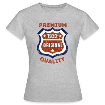 Qualité premium 1932 - T-shirt Femme - gris chiné - Devant - AI Model Female 172 dark (172cm)