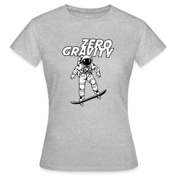 zero gravity, AstroSkater astronaut mit skateboard - Frauen T-Shirt - Grau meliert - Vorne - AI Model Female 172 dark (172cm)
