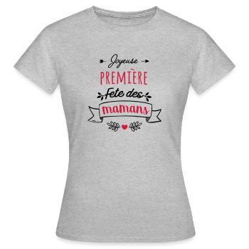 première fête des mères - T-shirt Femme - gris chiné - Devant - AI Model Female 172 dark (172cm)