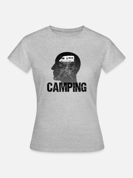 Camping - Frauen T-Shirt - Grau meliert
