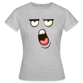 Visage Dessin animé LOL - T-shirt Femme - gris chiné - Devant - AI Model Female 172 dark (172cm)