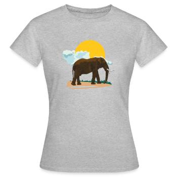 Elefant oder doch Elephant? - Frauen T-Shirt - Grau meliert - Vorne - AI Model Female 172 dark (172cm)