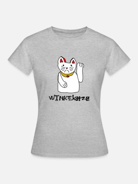 beckon cat happiness design - Women's T-Shirt - heather grey