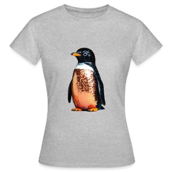 Pingouin,Paillettes,Paillettes,Or,Noir - T-shirt Femme - gris chiné - Devant - AI Model Female 172 dark (172cm)