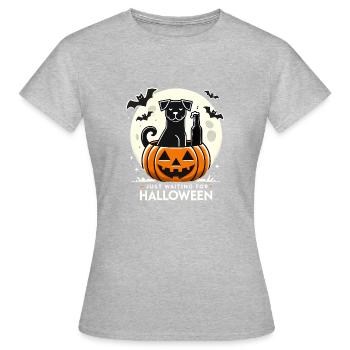 En attendant l’Halloween - T-shirt Femme - gris chiné - Devant - AI Model Female 172 dark (172cm)