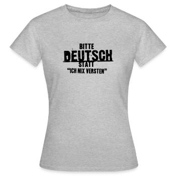 S'IL VOUS PLAÎT ALLEMAND - T-shirt Femme - gris chiné - Devant - AI Model Female 172 dark (172cm)