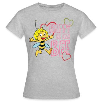Biene Maja Happy As Can Bee - Frauen T-Shirt - Grau meliert - Vorne - AI Model Female 172 dark (172cm)
