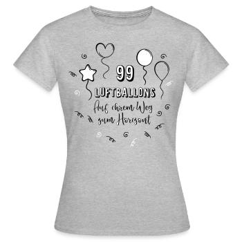 99 Luftballons auf ihrem Weg zum Horizont - Frauen T-Shirt - Grau meliert - Vorne - AI Model Female 172 dark (172cm)
