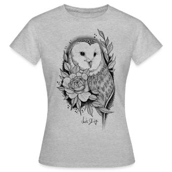 Owl/rose black - Frauen T-Shirt - Grau meliert - Vorne - AI Model Female 172 dark (172cm)