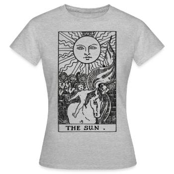 Sun Tarot Card Witch - Frauen T-Shirt - Grau meliert - Vorne - AI Model Female 172 dark (172cm)