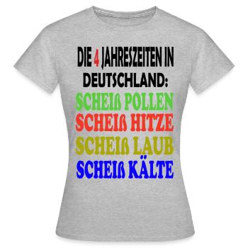 JAHRESZEITEN DEUTSCHLAND LUSTIGER SPRUCH - Frauen T-Shirt - Grau meliert - Vorne - AI Model Female 172 dark (172cm)